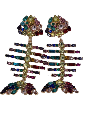 Rainbow Scale Crystal Dangle Earrings - Xtreme Bling