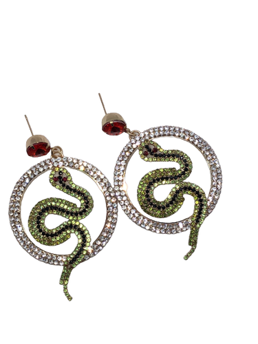 Snake In The Grass Shiny Drop Earrings - Xtreme Bling